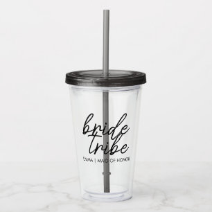 Bride Tribe   Modern Bridesmaid Personalised Acrylic Tumbler