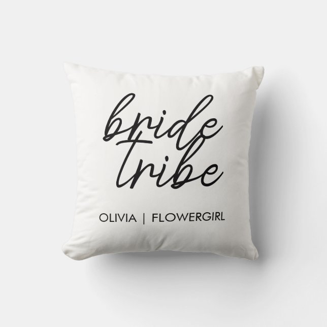 Bride Tribe | Modern Flower Girl Cushion (Front)