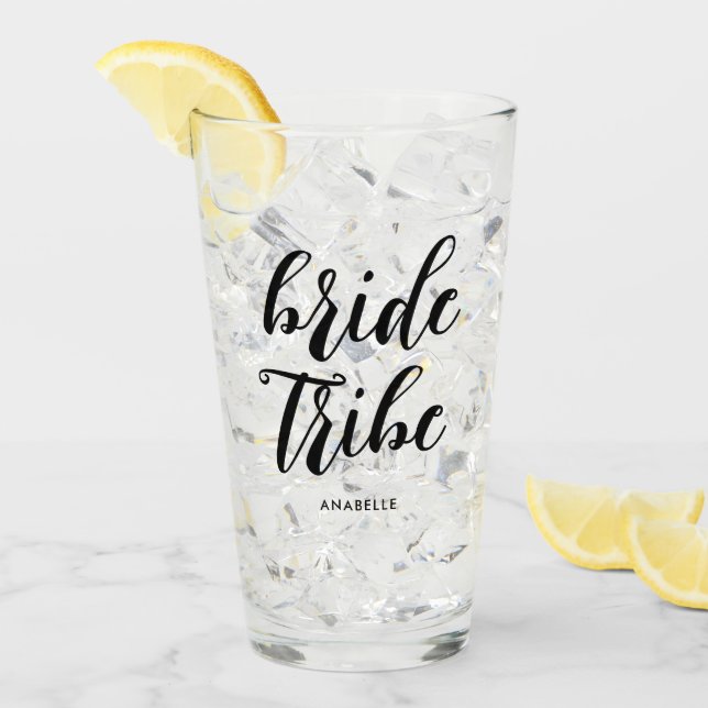Bride Tribe Modern Minimalist Bachelorette Party Glass (Front Ice)