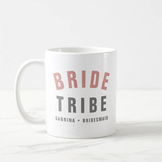 Bride Tribe | Modern Pink Bachelorette Bridesmaid Coffee Mug (Left)