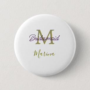 Bride tribe monogram bridal shower simple golden p 6 cm round badge