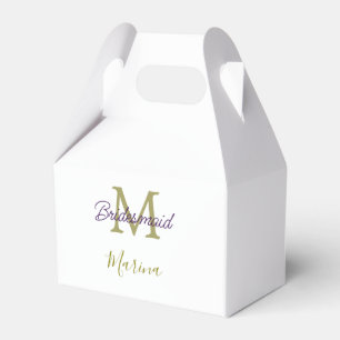 Bride tribe monogram bridal shower simple golden p favour box