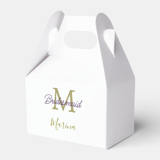 Bride tribe monogram bridal shower simple golden p favour box (Front Side)