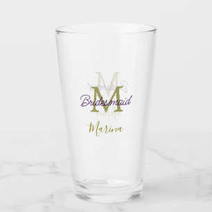 Bride tribe monogram bridal shower simple golden p glass