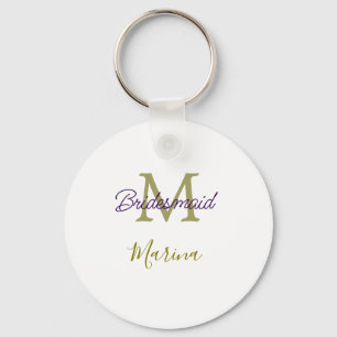 Bride tribe monogram bridal shower simple golden p key ring