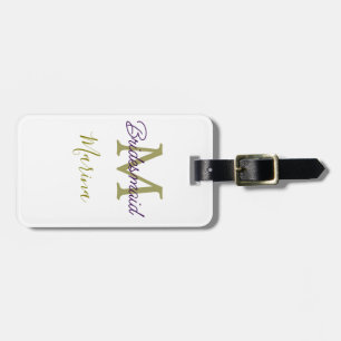Bride tribe monogram bridal shower simple golden p luggage tag