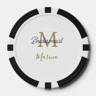 Bride tribe monogram bridal shower simple golden p poker chips