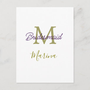 Bride tribe monogram bridal shower simple golden p postcard