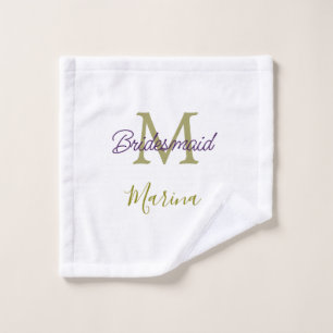 Bride tribe monogram bridal shower simple golden p wash cloth