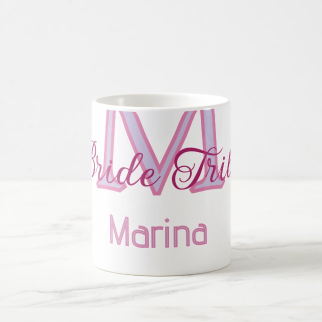 Bride tribe monogram red bridal shower simple mini coffee mug (Center)
