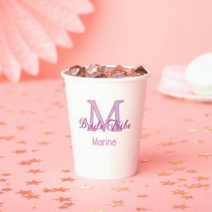 Bride tribe monogram red bridal shower simple mini paper cups