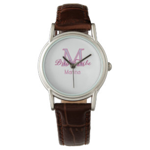 Bride tribe monogram red bridal shower simple mini watch