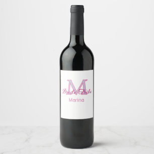 Bride tribe monogram red bridal shower simple mini wine label