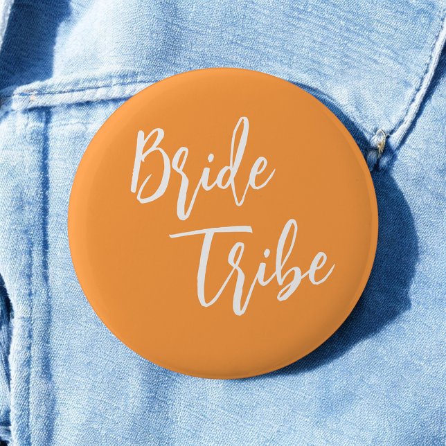 Bride Tribe Orange White Wedding 6 Cm Round Badge (Creator Uploaded)