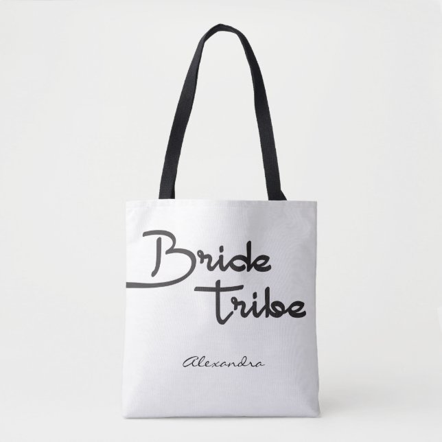 Bride Tribe, Personalised Name, bridesmaid gift Tote Bag (Front)