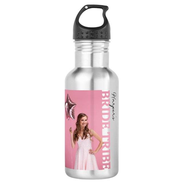 Bride Tribe Photo Stainless Steel Water Bottle | (Front)