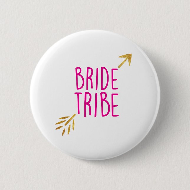 {Bride Tribe} Pink & Gold 6 Cm Round Badge (Front)