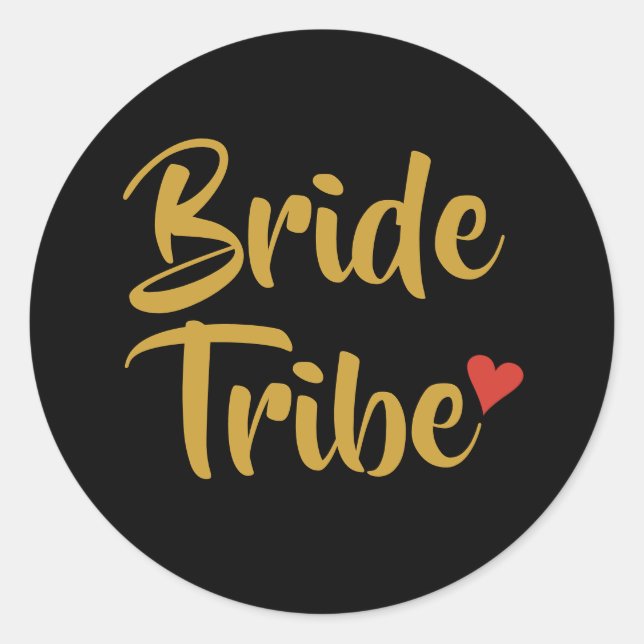 Bride Tribe Red Heart Classic Round Sticker (Front)