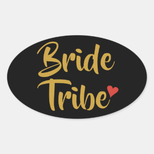 Bride Tribe Red Heart Oval Sticker