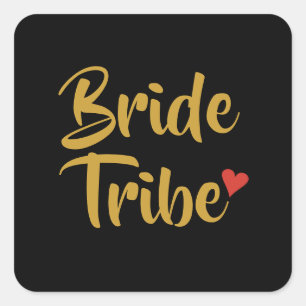 Bride Tribe Red Heart Square Sticker