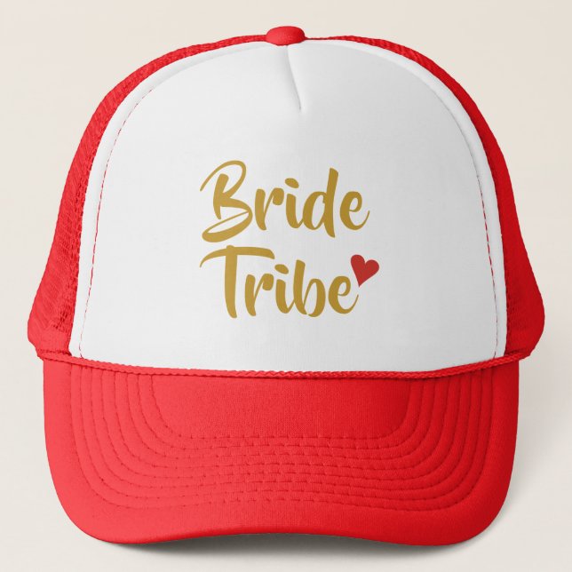 Bride Tribe Red Heart Trucker Hat (Front)