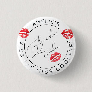 Bride Tribe Red Kisses Kiss the Miss Goodbye 3 Cm Round Badge