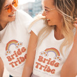 Bride Tribe Retro Groovy Daisy 70s Bachelorette T-Shirt<br><div class="desc">Have fun at bachelorette party with this cool t-shirt,  featuring retro rainbow,  daisy,  font & custom text of your choice. Easily add your own details by clicking on the "personalise" this template option.</div>