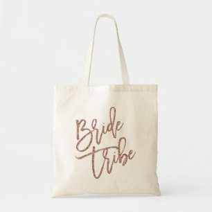 Bride Tribe Rose Gold Faux Glitter Script Tote Bag