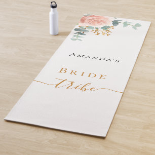 Bride tribe rose gold flower eucalyptus greenery yoga mat
