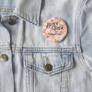 Bride Tribe Rose Gold Harlequin Diamond Bridesmaid 6 Cm Round Badge