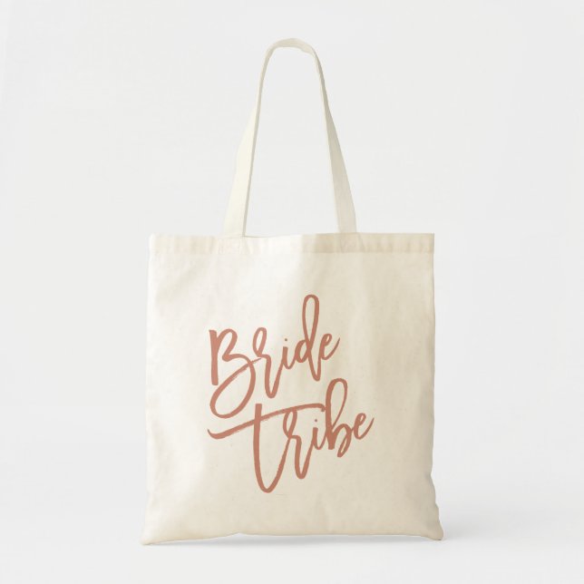 Bride Tribe Rose Gold Script Tote Bag (Front)