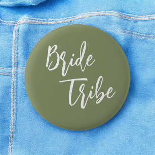 Bride Tribe Sage Green White Wedding 6 Cm Round Badge