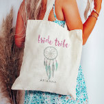 Bride Tribe Watercolor Dreamcatcher Bridesmaid Tote Bag<br><div class="desc">Design features "Bride Tribe" in handwritten style brushstroke typography and a dreamcatcher illustration. Customise with your bridesmaids' names for a cute custom gift.</div>