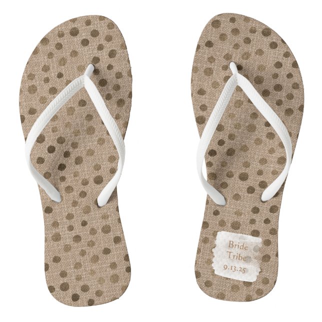 Bride Tribe Wedding Date Bridal Party Casual Fun Flip Flops (Footbed)