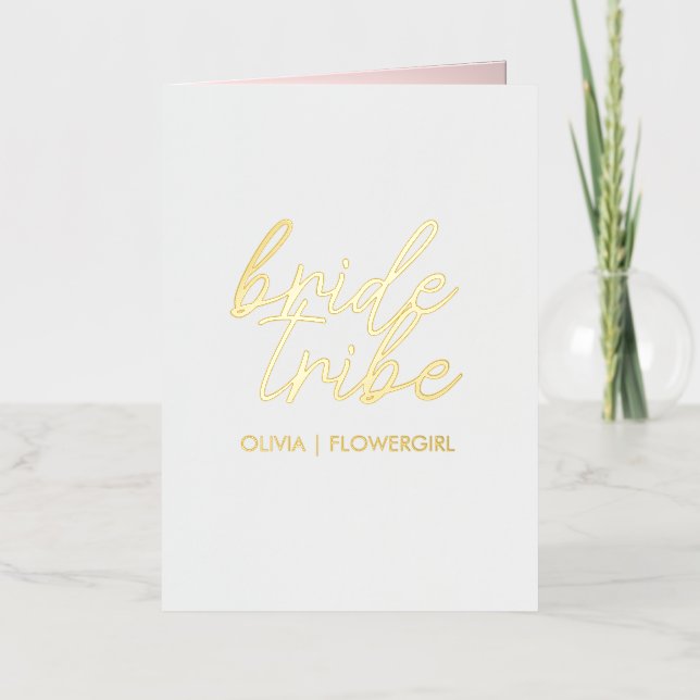 Bride Tribe | Wedding Flower Girl Modern Foil Greeting Card (Front)