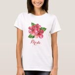 Bride Tropical Botanical Floral Hibiscus T-Shirt<br><div class="desc">This bride tribe t-shirt features a watercolor red hibiscus tropical floral design. Personalise it with your own text. Matching products are available.</div>