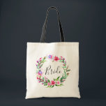 Bride. Tropical pink flowers. Destination wedding Tote Bag<br><div class="desc">Tropical wedding tote bag "Bride" with pink flowers. Contact me,  please,  if you need additional items.</div>