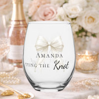Bride tying the knot ivory bow Bachelorette