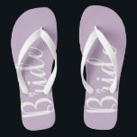 Bride Typography Purple Wedding Flip Flops<br><div class="desc">Our bride flip flops are perfect for the bride to be.</div>