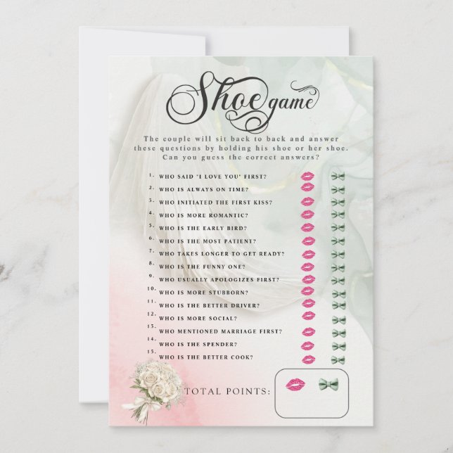 Bride Veil Wedding Shower Shoe Game Invitation (Front)