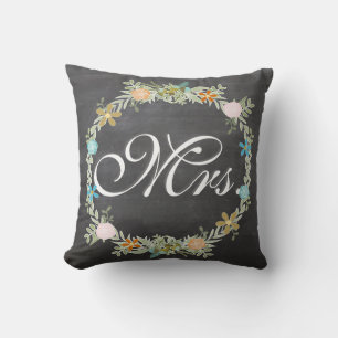 Bride Vintage Floral Garland Throw Pillow