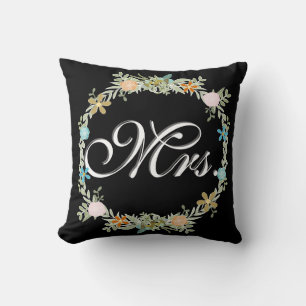 Bride Vintage Floral Garland Throw Pillow