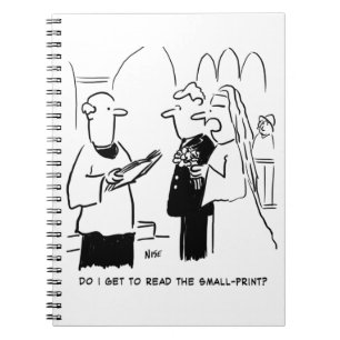 Bride Wants to Check Small Print Cartoon Notebook