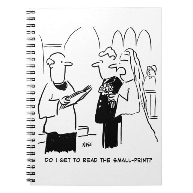Bride Wants to Check Small Print Cartoon Notebook (Front)
