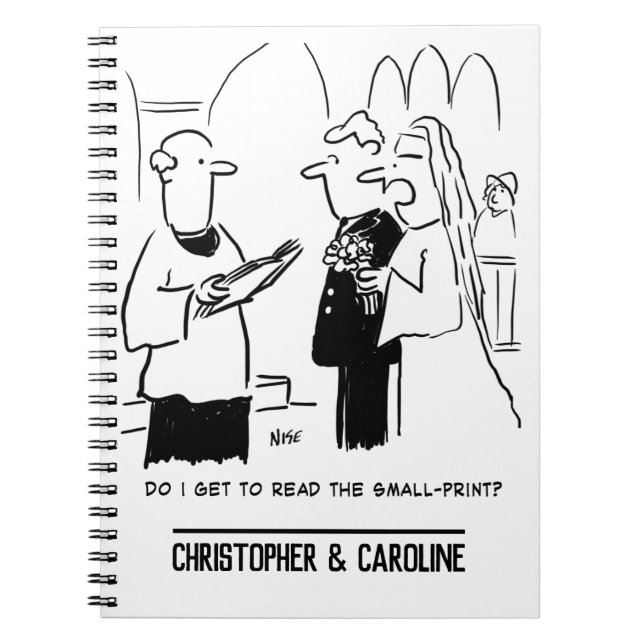 Bride Wants to Check Small Print Cartoon Notebook (Front)