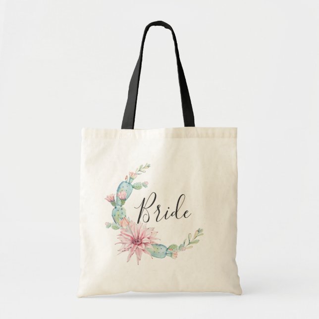 Bride. Watercolor succulents. Wedding cactus Tote Bag (Front)