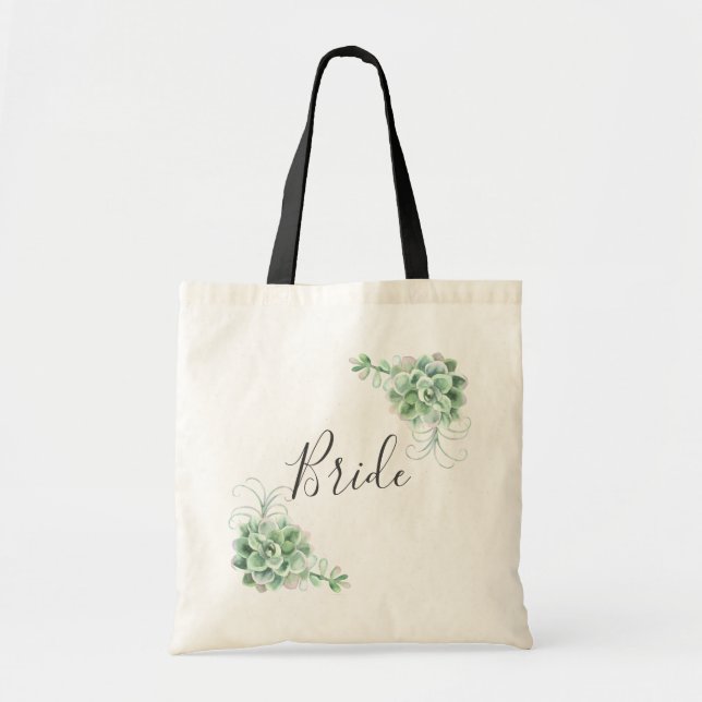 Bride. Watercolor succulents. Wedding cactus Tote Bag (Front)