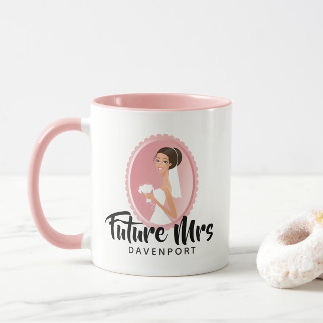 Bride Wedding Attire Future Mrs Custom Mug (With Donut)