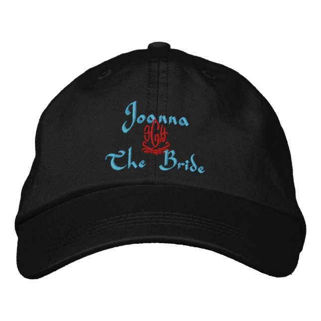 Bride Wedding Black Embroidered Hat (Front)