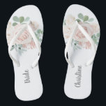 Bride Wedding Blush Pink Floral Eucalyptus Flip Flops<br><div class="desc">These personalised pink floral eucalyptus bride flip-flops will make the perfect gift for the bride.  Visit my wedding collection to view all coordinating items.</div>